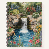 Ruhiges Gartenwasserfall-Spiralnotizbuch Notizblock (Vorderseite)