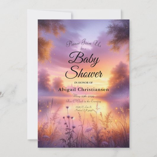 Ruhiges Glühen des Abends am See Einladung (Vorderseite)