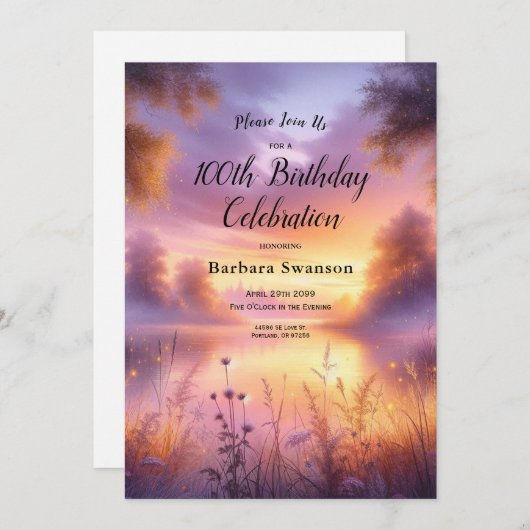 Ruhiges Glühen des Abends am See Einladung (Vorne/Hinten)