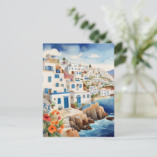 Ruhiges griechisches Fischerdorf Griechenland Meer Postkarte (Stehend Vorderseite)