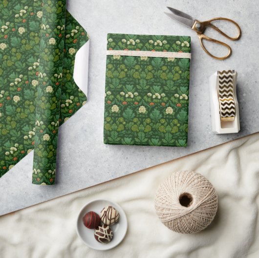 Ruhiges Grün Florales Botanisch Geschenkpapier (Kunsthandwerk)