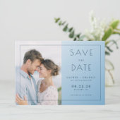 Ruhiges Hellblau Minimalistisches Foto Save The Date (Stehend Vorderseite)