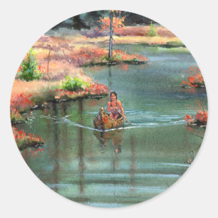 RUHIGES KANU durch SHARON SHARPE Runder Aufkleber