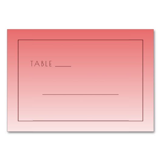 Ruhiges Korallenverlauf-Tischschild Tischnummer (Vorderseite)