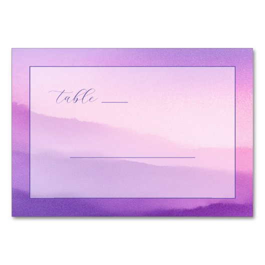 Ruhiges Lavendel-Wasserfarbenes Tischnummer (Vorderseite)