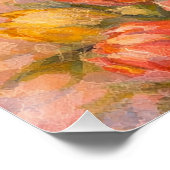 Ruhiges Mädchen mit rosa Tulpen Poster (Ecke)