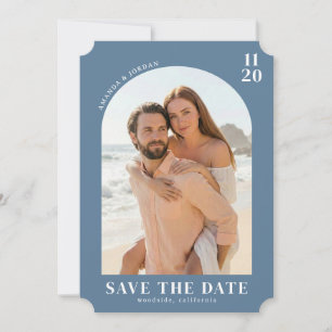 Ruhiges minimalistisches blaues Foto Save The Date