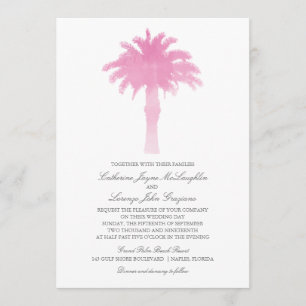 Ruhiges Palme-Aquarell Wedding   Einladung