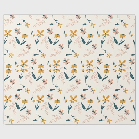 Ruhiges rosa Blumenmuster  Geschenkpapier (Flach)