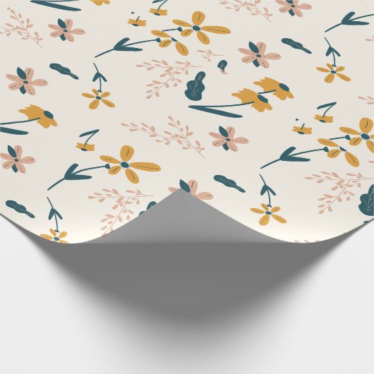 Ruhiges rosa Blumenmuster  Geschenkpapier (Ecke)