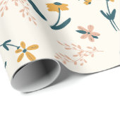 Ruhiges rosa Blumenmuster Geschenkpapier (Rolleneckpunkt)