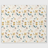 Ruhiges rosa Blumenmuster Geschenkpapier (Flach)