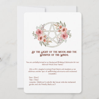 Ruhiges Sage Floral Pentagramm Geburtstag Einladung