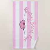 Ruhiges Strandgesicht gestrichen Rosa und Weiß Strandtuch (Vorderseite)