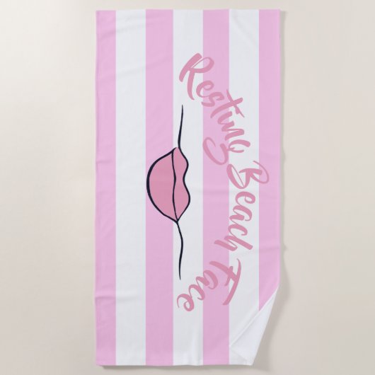 Ruhiges Strandgesicht gestrichen Rosa und Weiß Strandtuch (Vorderseite)