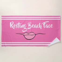 Ruhiges Strandgesicht "Lippen" Hot Pink Beach Hand Strandtuch