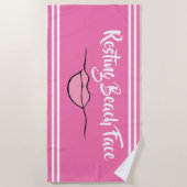 Ruhiges Strandgesicht "Lippen" Hot Pink Beach Hand Strandtuch (Vorderseite)
