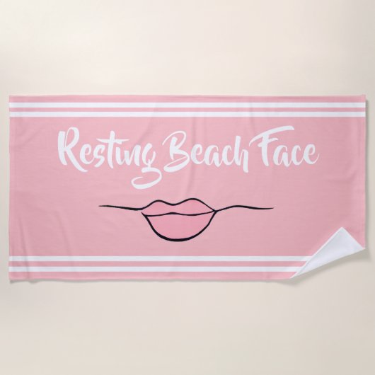 Ruhiges Strandgesicht "Lips" Pink Beach Handtuch (Vorderseite)