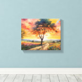 Ruhiges Sunset-Feld Leinwanddruck (Insitu (Holzboden))