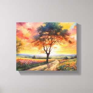 Ruhiges Sunset-Feld Leinwanddruck