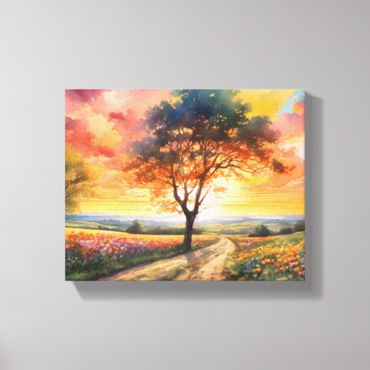 Ruhiges Sunset-Feld Leinwanddruck (Vorderseite)