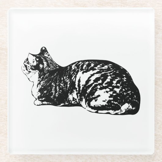 Ruhiges Tabby, kleine Pause Glasuntersetzer (Vorderseite)
