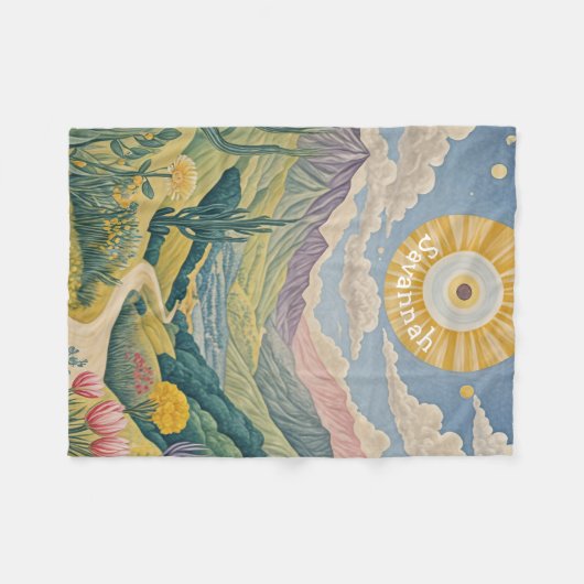 Ruhiges Tal: Pastelllandschaft Fleecedecke (Vorderseite (Horizontal))