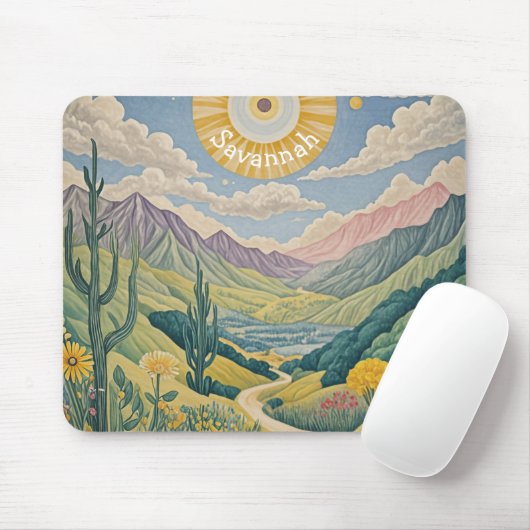 Ruhiges Tal: Pastelllandschaft Mousepad (Mit Mouse)