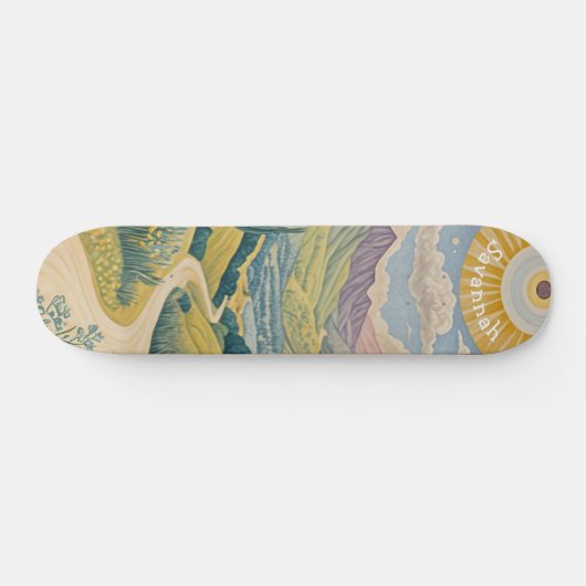 Ruhiges Tal: Pastelllandschaft Skateboard (Horizontal)