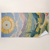 Ruhiges Tal: Pastelllandschaft Strandtuch (Vorderseite)