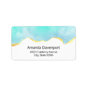 Ruhiges tropisches grünes Blau mit goldenen Grenze Adressaufkleber (Vorne)