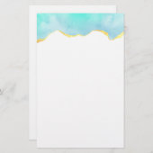 Ruhiges tropisches grünes Blau mit goldenen Grenze Briefpapier (Vorne/Hinten)