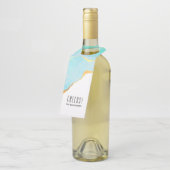 Ruhiges tropisches grünes Blau mit goldenen Grenze Flaschenanhänger (Angewinkelt)