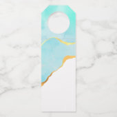 Ruhiges tropisches grünes Blau mit goldenen Grenze Flaschenanhänger (Rückseite)