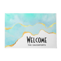 Ruhiges tropisches grünes Blau mit goldenen Grenze