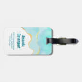 Ruhiges tropisches grünes Blau mit goldenen Grenze Gepäckanhänger (Rückseite horizontal)