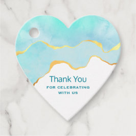 Ruhiges tropisches grünes Blau mit goldenen Grenze Geschenkanhänger