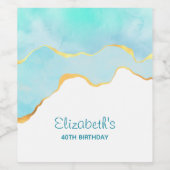 Ruhiges tropisches grünes Blau mit goldenen Grenze Weinetikett (Einzelnes Label)