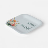 Ruhiges Türkis-Blumenbouquet Pappteller (Gewinkelt)