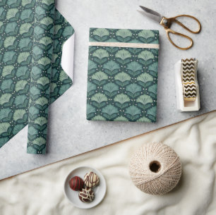 Ruhiges Türkis-Botanisches-Blatt-Motiv Geschenkpapier