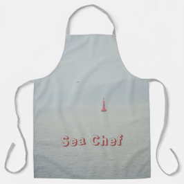 Ruhiges Wintermeer und roter Leuchtturm Schürze