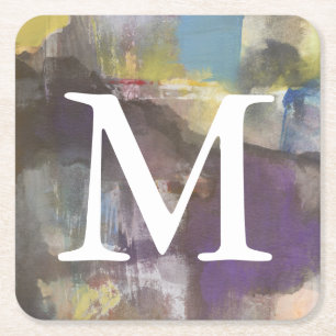 Ruhiges Zwischenspiel des Monogramm-  Rechteckiger Pappuntersetzer