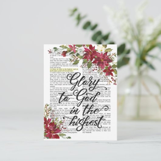 Ruhm an Gott auf der Seite des höchsten Bibelverse Postkarte (Stehend Vorderseite)