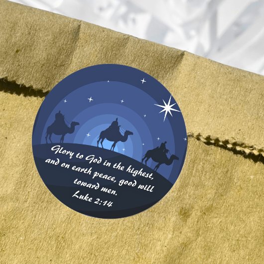 Ruhm an Gott Luke 2:14 Weihnachten Wisemen Star Runder Aufkleber