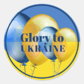 Ruhm der Ukraine Blauen Gelben Balloons Runder Aufkleber (Vorderseite)