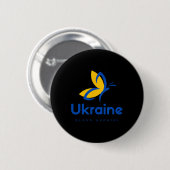 Ruhm der Ukraine Schmetterling Ukrainische Flagge Button (Vorne & Hinten)