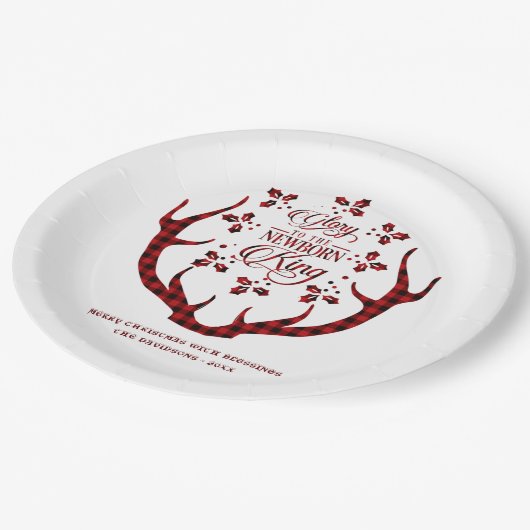 Ruhm für das neugeborene King Red Buffalo Weihnach Pappteller (Schrägansicht)