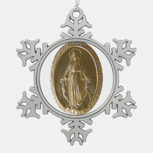 Ruhm für die wundersame Medaille Schneeflocken Zinn-Ornament