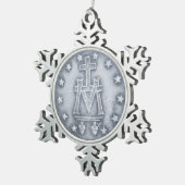 Ruhm für die wundersame Medaille Schneeflocken Zinn-Ornament (Rechts)