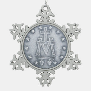 Ruhm für die wundersame Medaille Schneeflocken Zinn-Ornament